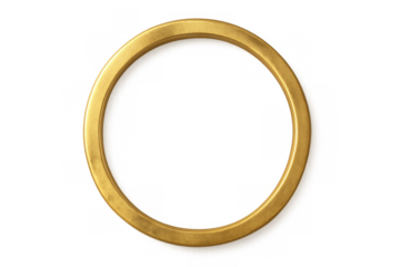 Gold ring, round and metallic, creating a border or frame. Elegant golden metal object isolated on a transparent background