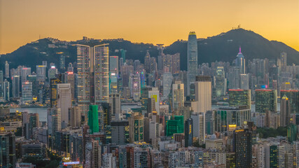 Sept 12 2025 Victoria Harbour skyline view in Hong Kong