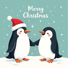 Obraz premium Cute Hand-Drawn Penguin Christmas Collection – Festive Cartoon Vector Illustration.