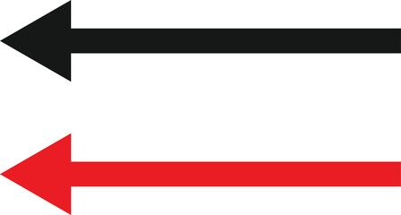 red pointing left arrow. Direction arrows symbol. directional arrows sign. leftward Red Arrow