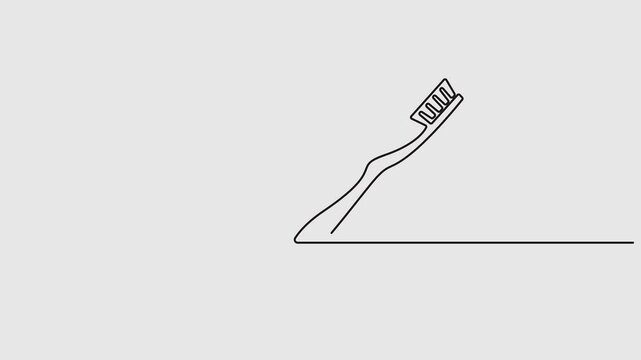Toothbrush in one continuous line drawing animation. Full length one line 4K animation