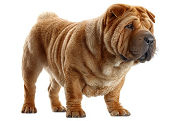 Sharpei dog on a white background seen in profile