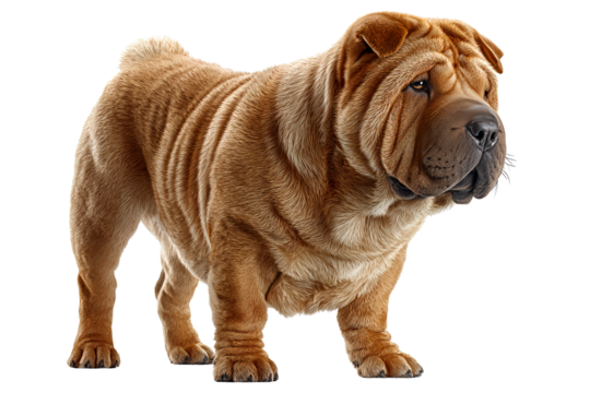 Sharpei dog on a white background seen in profile