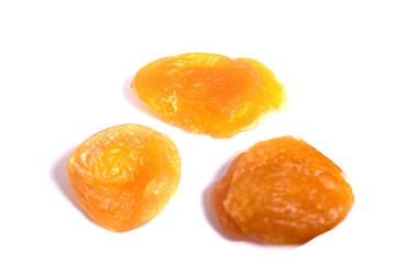 Dried apricot fruits isolated over white background