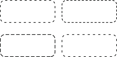 dotted rounded rectangle frame. Square Border collection. Dashed Rounded Box set