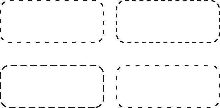 dotted rounded rectangle frame. Square Border collection. Dashed Rounded Box set