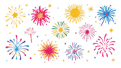 Colorful Firework Explosion on White Background © StockStudio