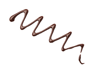 Sample of tasty melted chocolate isolated on white, top view