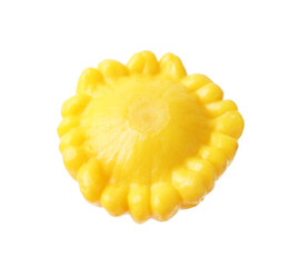 One pickled pattypan squash isolated on white