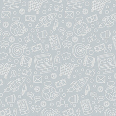 Seamless pattern of social media doodle. Online communication in sketch style. Vector illustration 
