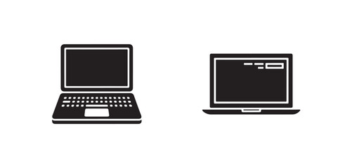 Minimalist laptop icon, Device Icon, Technology Icon, Laptop isolated on white background, Open laptop drawing, Vector illustration EPS 10.