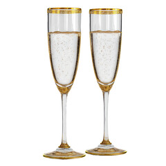 Two champagne flutes with gold trim png beverage png drink png celebration png party png elegant png glassware png toast png bubbles png festive png transparent background image