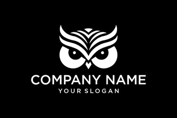 Minimalist Geometric White Owl Head Logo on Black Background - Modern Vector Illustration for Business Branding and Education