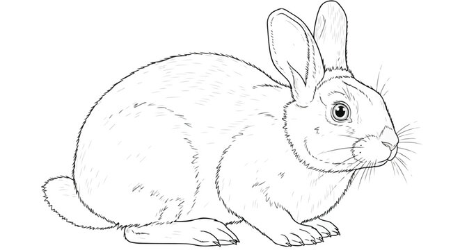 Rabbit animal minimalist wildlife vector line art illustration.