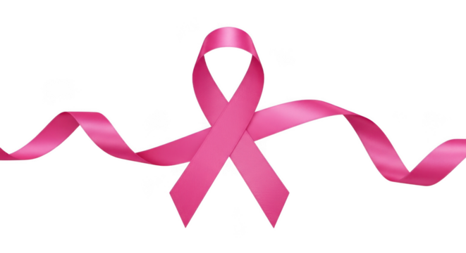 Pink ribbon for breast cancer awareness isolated on transparent background