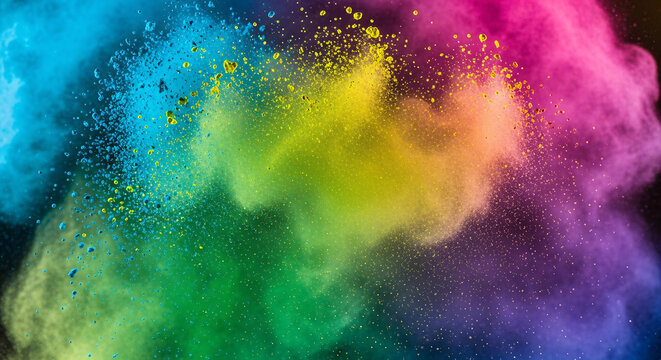 Vibrant Holi Powder Explosion in Rainbow Colors