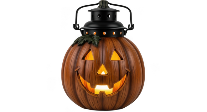 Halloween pumpkin lantern isolated on transparent background