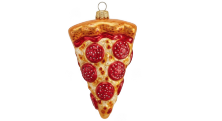Pizza slice christmas ornament isolated on transparent background