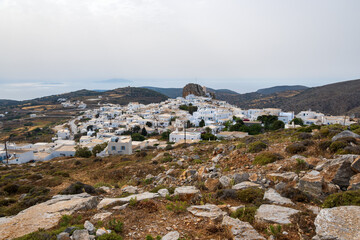 The picturesque village of Chora on the island of Amorgos. Cyclades, Greece