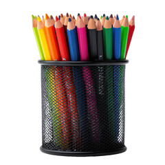 Colored pencils in holder png stationery png art png rainbow png supplies png school png drawing png creative png vibrant png desk png transparent background image