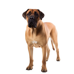 Boerboel dog photographed from the front on a seamless white background