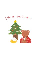 クリスマスツリーとシマエナガとくま