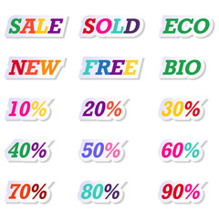 Colorful Sale and Discount Labels Set