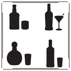 wine glass silhouette, wine glass illustration ,wine glass clipart, wine glass vector , wine glass icon , black wine glass, wine glass illustration on white background,									