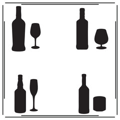 wine glass silhouette, wine glass illustration ,wine glass clipart, wine glass vector , wine glass icon , black wine glass, wine glass illustration on white background,