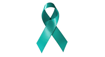 Teal awareness ribbon isolated on transparent background