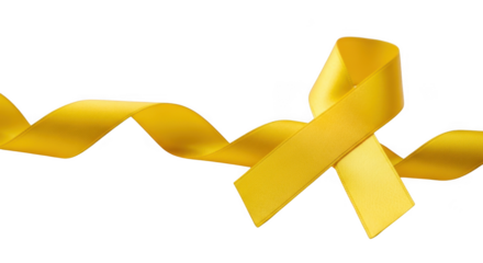 Yellow awareness ribbon isolated on transparent background