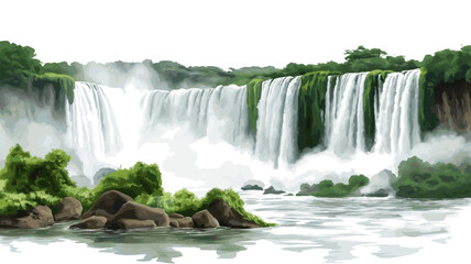 Iguazu Falls. Iguazu Falls hand drawn watercolor illustration