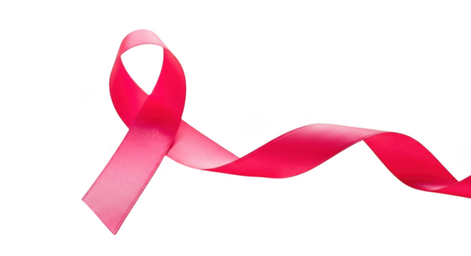 Pink ribbon for breast cancer awareness isolated on transparent background - Powered by Adobe
