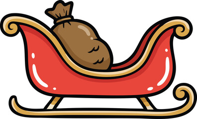 festive Christmas santa claus sleigh on white background