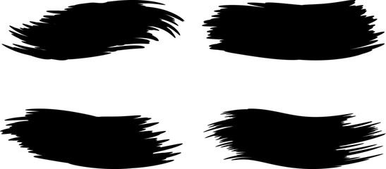 Set of Black Brush Strokes. Grunge Ink Splatter and Paint Texture Elements. black paint brush stroke shapes isolated on transparent background. Ideal for posters, banners, digital artwork