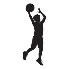 Silhouette of Boy Playing Basketball