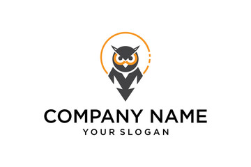 Modern Owl Head Logo Design with Map Pin Icon and Orange Accent, symbolizing Wisdom, Location, and Business Intelligence.