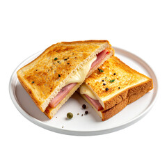 Toasted Ham and Cheese Sandwiches White Plate