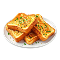 Toasted Cheese Slices with Herbs White Plate