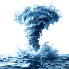 Turbulent Water Vortex Rising From Ocean Surface