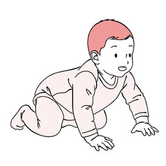 這い這い（ハイハイ）している赤ちゃんのイラスト,ベビー,乳幼児,成長,育児,ベクター