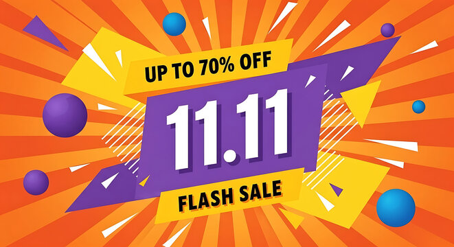 Vibrant 11 11 flash sale with up to 70 percent off discount offer