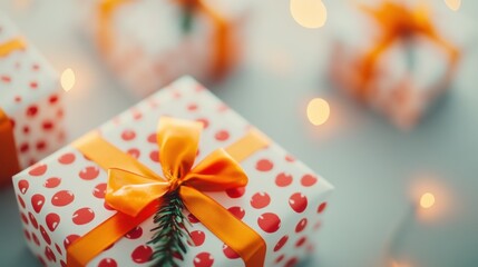 Festive gift boxes ready for holiday celebrations with warm lights