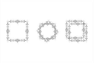 FRAME . DOODLE SQUARE BORDER SIMPLE VINTAGE PICTURE FRAME, SCRAPBOOK PHOTO CIRCLE DECORATION 1