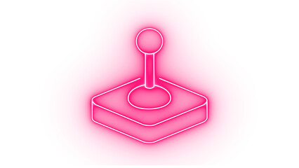 Illustration of a pink neon joystick for a video game controller, representing gaming and entertainment, isolated on a transparent background © Moynul Haque