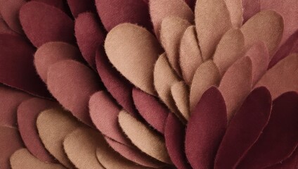 Obraz premium Close-up of a textured floral petal arrangement in shades of burgundy and beige.