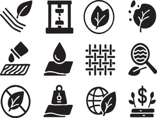 Plant-Based Textile Research Icons Set