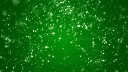 A green gradient background with white, illuminated particles falling from the top - Powered by Adobe