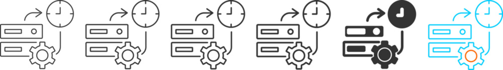Real-time Processing  icon set multiple style collection	
