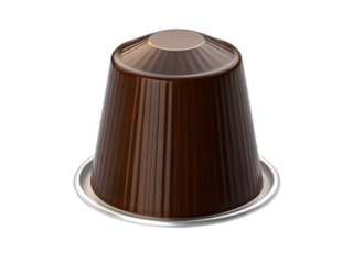 Closeup of a coffee capsule isolated on transparent background in studio shot